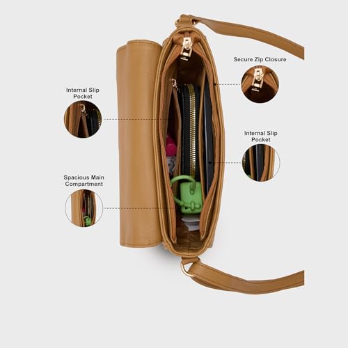 Image of Caprese Siji Tresna Medium Crossbody Bag for Women with Adjustable Strap & Zip Closure | Kashida Velvet Embroidery Sling Bag | Stylish & Lightweight Bag for Daily Use, Travel & Casual Outings