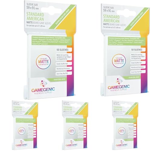 Protège-cartes Gamegenic Prime Sleeves standard américain mat 59x91mm lot de 5