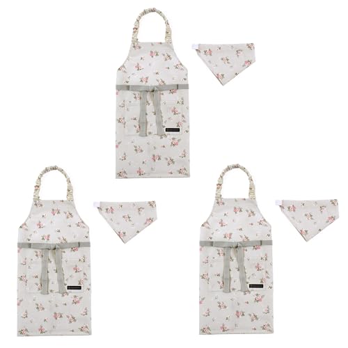 COLORFUL CANDY STYLE 子どもエプロン (100〜120cm) 撥水ノーアイロン プティ・ブーケ 3枚セット 女の子 かわいい 子供用 子供 こども エプロン 三角巾 セット ゴム キッズエプロン 幼児 小学生 かわいい おしゃれ 小学校