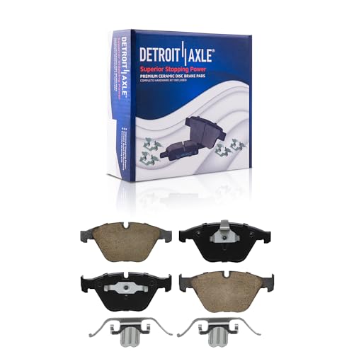 Image of Detroit Axle - Front Brake Pads for 2008-2013 BMW 328i 2009-2013 328i xDrive 2013-2015 X1 2008 328xi Ceramic Brake Pads w /Hardware Replacement