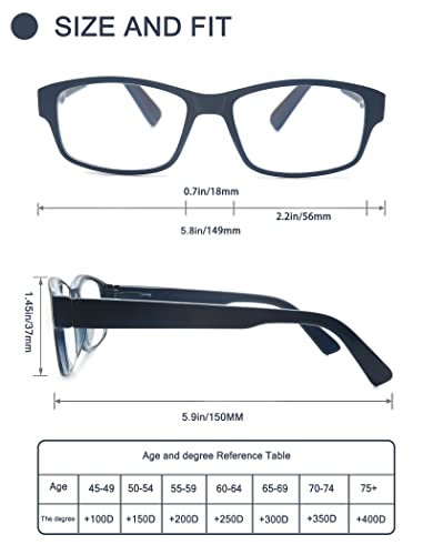 HEEYYOK Reading Glasses Mens Large Rectangular Readers Glasses +2.25 For Men with Big Heads Sturdy Frame Comfortable&Wide Fit 4 Pack - Image 4