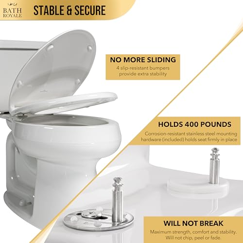 Image of Bath Royale Toilet Seat (Round or Elongated), Slow Close (Soft Close, Quiet Close), Stain-Resistant and Easy to Clean, Fits All Toilet Brands, Premium Series or Heavy Duty Executive Series - 5 Pack
