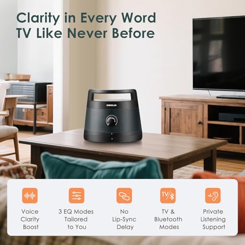 Image of SIMOLIO 621D Plus Wireless Speakers for TV for Seniors - Bluetooth TV Speakers for Hard of Hearing, Elderly, 3 EQ Modes, Dialog Enhancer, Portable Speaker for TVs, 164ft Range, Bluetooth Connectivity