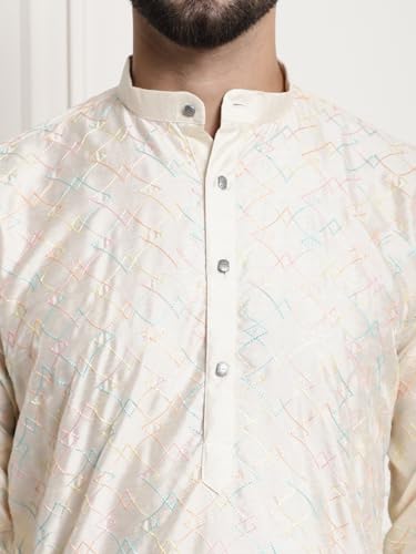 Image of SOJANYA (Since 1958 Men's Silk Blend Kurta and Pyjama with Nehru Jacket