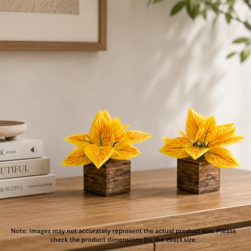 Image of DecoreBugs Artificial Real Touch Flower Plant with Pot (Pack of 2), 16 cm Height, Decorative Faux Floral Plant for Home, Office, Living Room, Bedroom, Table & Shelf Decor