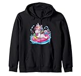 Lindo unicornio disfrutando de la diversión del helado para un amante de los unicornios Sudadera con Capucha
