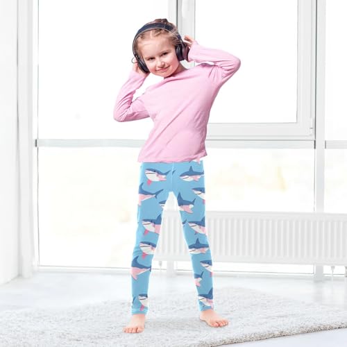Sharks Blue Girls' Leggings Toddler Doodles Pink Nose Lips Kids Yoga Pants Dance Active Tights 4T4