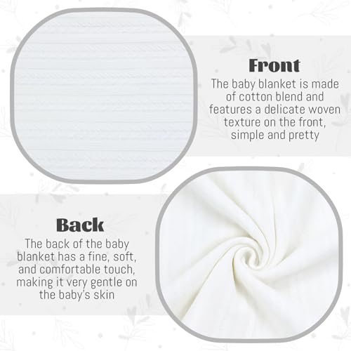 Image of Cinaci 4pcs White Soft Nursery Newborn Baby Receiving Swaddle Blanket with Matching Turban Hat Bow Headbands Floral Nylon Headbands for Baby Girls Newborn Infants