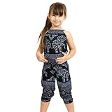 MODA LINDA - Conjunto de 2 monos bohemios con estampado de elefante. Camisas con tira ajustable y pantalón largo.