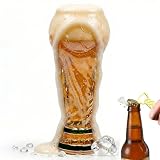 EXQUILEG Soccer Trophy Beer Glass - 16.9oz Durable Glass - Elegant Football Gift for Men, Dad, Father's Day, Birthday & Game Day - Perfect for Everyday Enjoyment