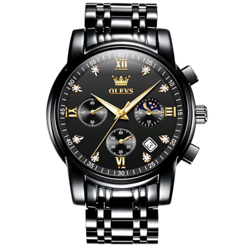 OLEVS Watches for Men Dress Watch with Day Classic Wrist Watches Multifunction Luminous Men Stainless Steel Wristwatch Water Resistant Chronograph Men Business Watches