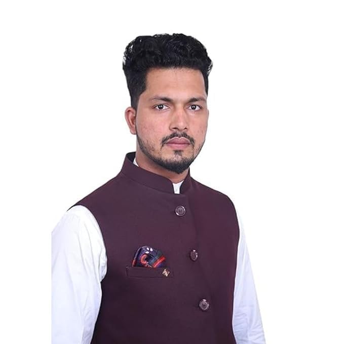 MEN 'S NEHRU MODHI JACKET (WAISTCOAT) - ALONG WITH INNER POCKET PREMIUM FABRIC WITH RAYON BLEND LINING STYLISH SLEEVELESS REGULAR FIT WAISTCOAT FOR FESTIVELS- FORMAL AND CASUAL
