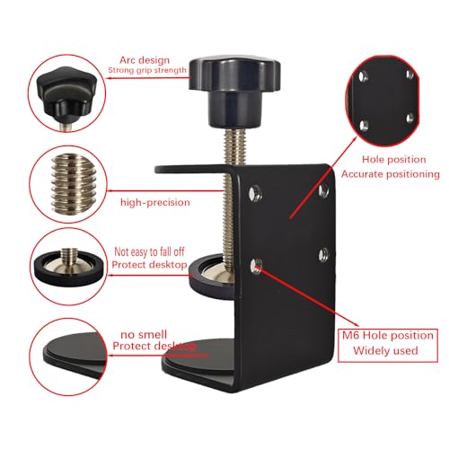Image of Small C Clamps 2 Inch with 4 Small Holes in the Back, 2-Pack Adjustable Desk C-Clamp for Range 0.39 inch~2 inch, Versatile Clamp for Brake, Parts Assembly, Fastening, Welding, Woodwork, Metal Work