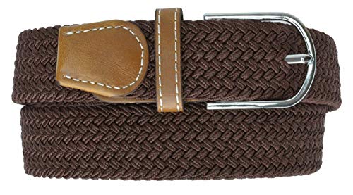 MARSHAL Brown Braided Elastic Stretch Belt With Metal Buckle