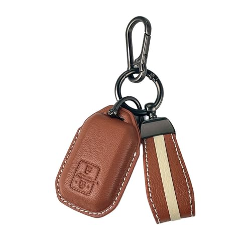 Image of Keyzone Royal Leather Key Cover for Victoris, Swift, DZire, Baleno, Ertiga, Grand Vitara, Brezza, Fronx, Jimny XL6, Ignis, Glanza, Urban Cruiser Hyryder, Rumion 2 Button smart Key (Cognac Brown)