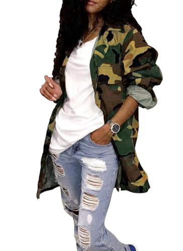 Naliha Women Casual Camouflage Jacket Military Anorak Long Sleeve Coat Outfit - Main Image