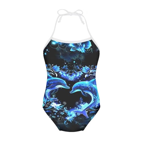 Image of Girls One Piece Swimsuit Summer Quick Dry Beach Sport Bathing Suit Halter Strap 1-10 Little Kids Toddler Swimwear