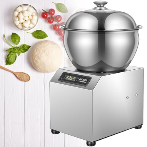 Dough Mixer,1800W Dual Rotating Dough Kneading Machine with Constant Temperature Heating Function, Lid& Timer, Electric Spiral Mixer for Restaurant Bakery Pizzeria,8Kg-110V