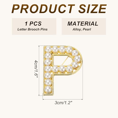 Image of PATIKIL Letter Brooch Pins, Pearl Initial Alphabet Letter Lapel Badges Pin for Women Men Girl Wife Suits