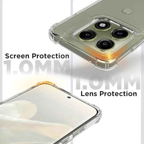 Image of RIGGEAR Shockproof Clear Hybrid Airbag Armor Back Cover Case Compatible with Motorola Moto Edge 70 Pro /Edge 70 Pro Plus 5G (Transparent PC with TPU Bumper)