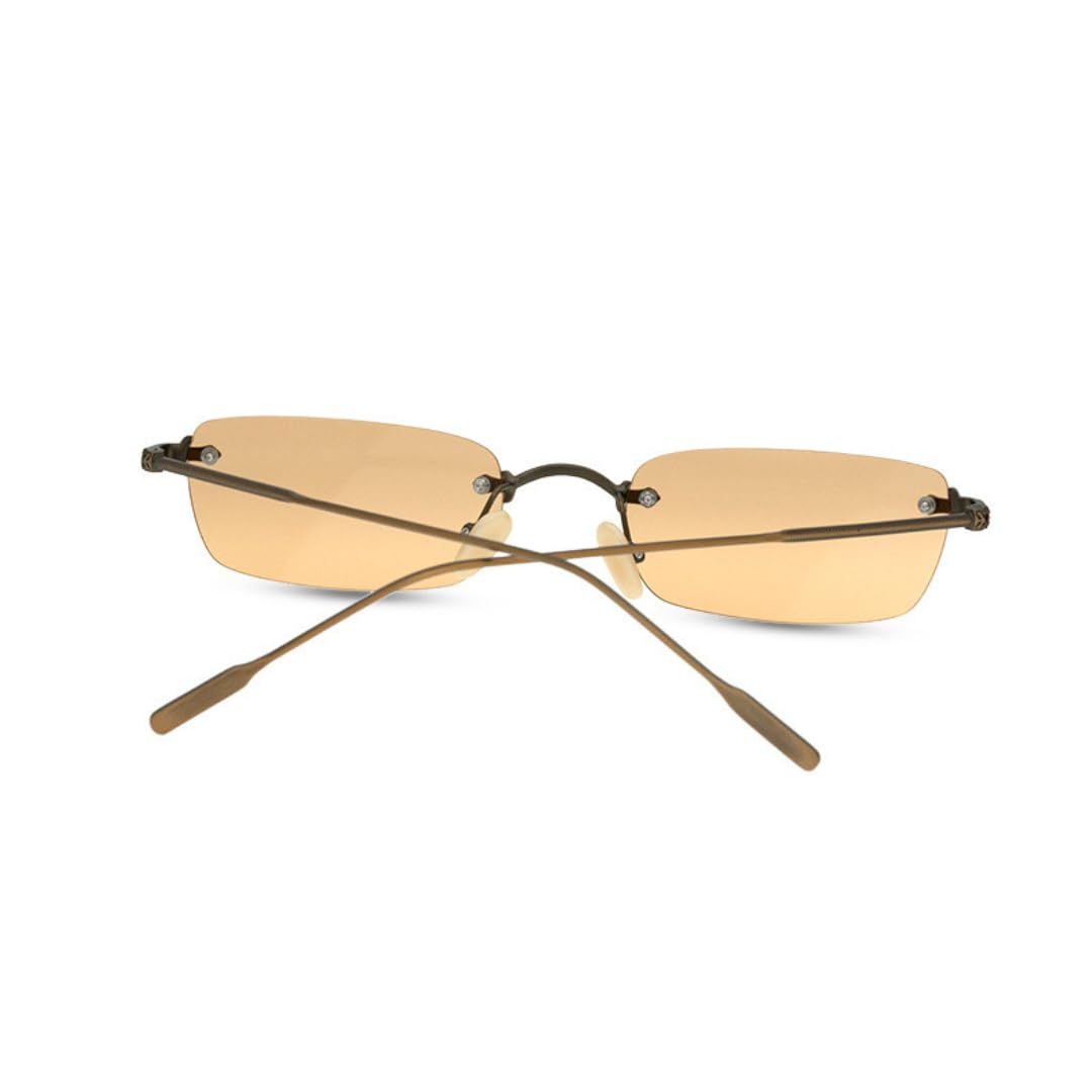 Gafas de sol de titanio sin montura para hombre y mujer, con protección UV400, de lujo