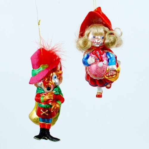 One Hundred 80 DegreesRed Riding Hood Big Bad Wolf Fairy Tale Christmas Holiday Ornament Set of 2