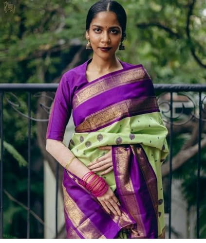 Image of ZECVA Women's Soft Kanjivaram Silk Saree For Women With Attach Unstitch Blouse Piece