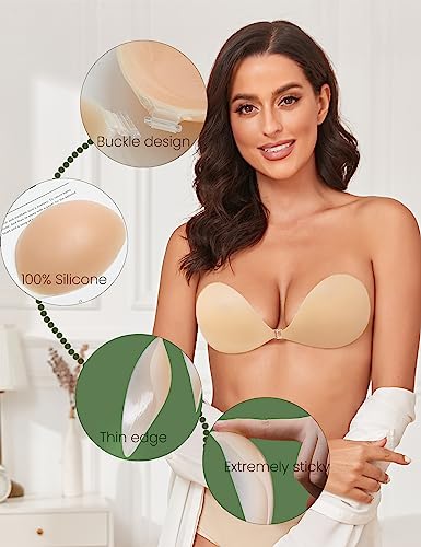 Adhesive Silicone Sticky Strapless Bra Push Up Invisible Bras For Women Reusable Breast Lift Bra With Nipple Covers Black Cream #TOP2