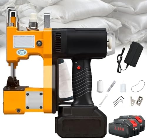 Cordless Handheld Portable Bag Closer Sewing Machine with Auto Thread Cutting, Battery-Powered Sack Stitcher for Burlap & Kraft Paper - 2.6AH Battery Included