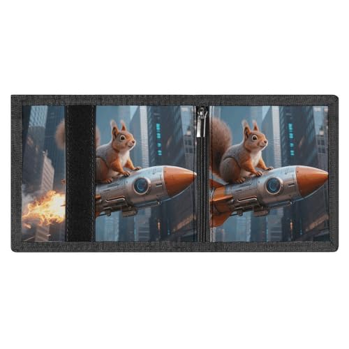Wallet for Men - Slim Trifold Wallet, Rocket Squirrel Money Clip, Coin Purse with 8 Credit Card Holder4