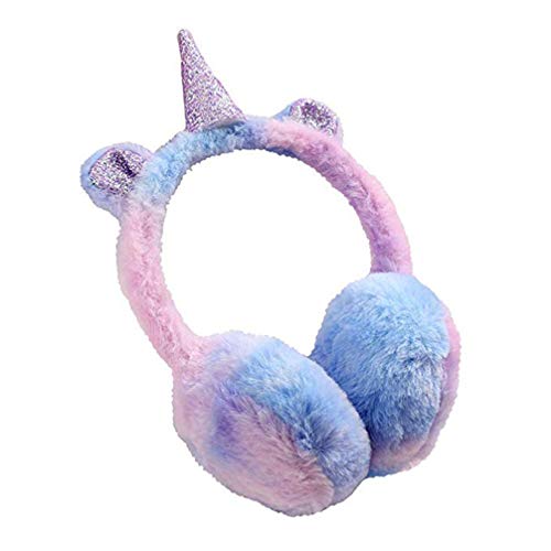 Lurrose, paraorecchie per bambini in peluche, a forma di unicorno, paraorecchie invernali per bambini (colore casuale)
