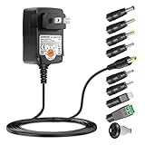 Powseed 3V 4.5V 5V 6V 7.5V 9V 12V Universal AC Adapter 12W AC/DC Power Adapter for Household Elecronics Routers Speakers CCTV Cameras Smart Phone USB Hub GPS Tablet Recorder etc.