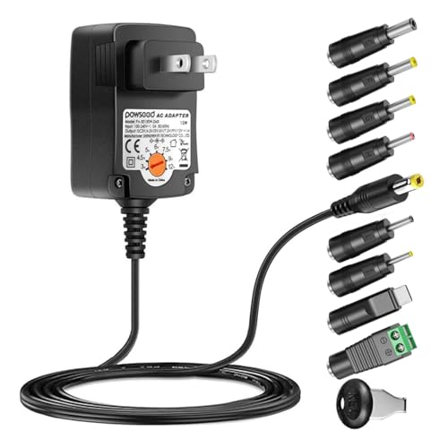 Powseed 3V 4.5V 5V 6V 7.5V 9V 12V Universal AC Adapter 12W AC/DC Power Adapter for Household Elecronics Routers Speakers CCTV Cameras Smart Phone USB Hub GPS Tablet Recorder etc.