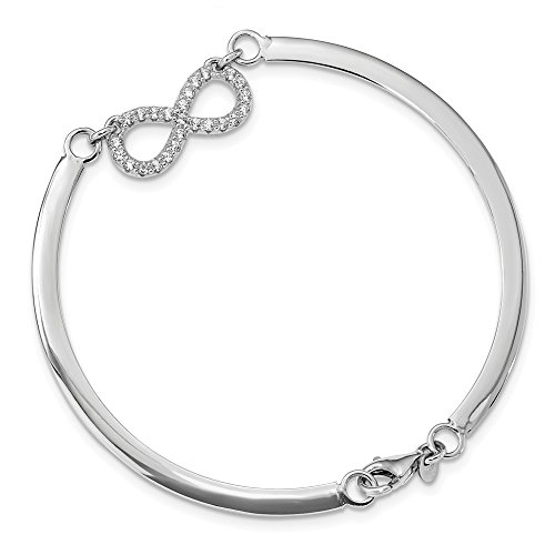 Solid 925 Sterling Silver CZ Cubic Zirconia Infinity Love Knot Symbol Bracelet - with Secure Lobster Lock Clasp 7.5