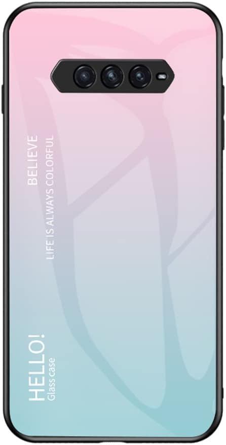 Funda para Xiaomi Black Shark 4 5G Respaldo de Vidrio Carcasa Diseño Degradado y Borde de Silicona TPU Resistente a los Golpes Fundas Protectora Carcasas para Xiaomi Black Shark 4 5G-Rosa Azul