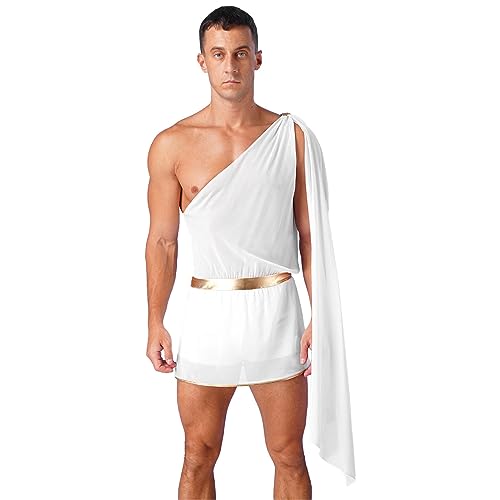JEATHA Men Ancient Greek God Costume Roma Toga Fancy Dress O