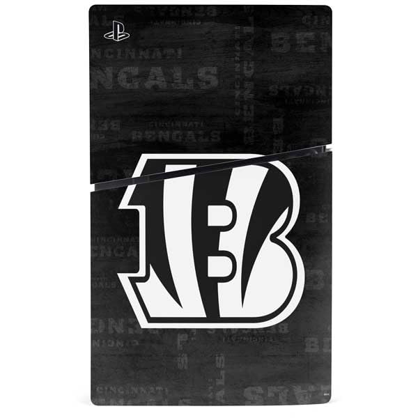 Skinit Decal Gaming Skin Compatible with PS5 Slim Disk Bundle - Officially Licensed NFL Cincinnati Bengals Black & White Design