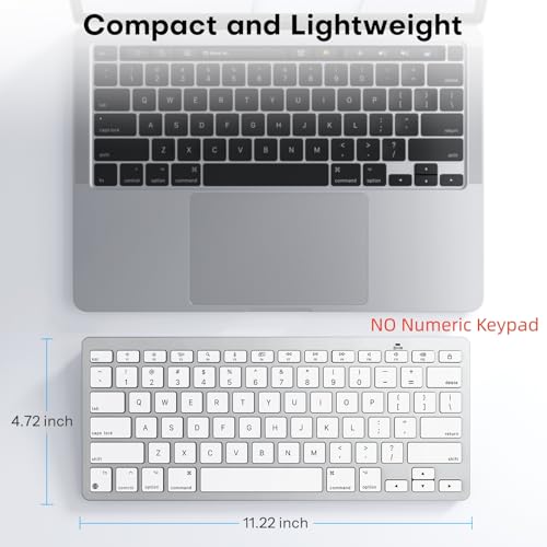 OMOTON Wireless Keyboard for Mac, Bluetooth Keyboard for Mac - No Number Pad, Compact Travel Design for Coffee Shop, Home Office, macOS Function Keys, Compatible with MacBook Pro/Air/iMac, Silverwhite - Image 6