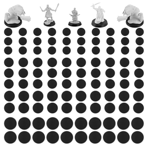 DisplayMore 100Pcs Plastic Model Miniature Bases 28.5mm 32mm 40mm,4mm/0.16 Thick Circular War Figure Display Stands For Gaming Miniatures or Wargames Role Playing Board Game Figure Toy(100PCS-25&28.5&32&40mm Mix Black)
