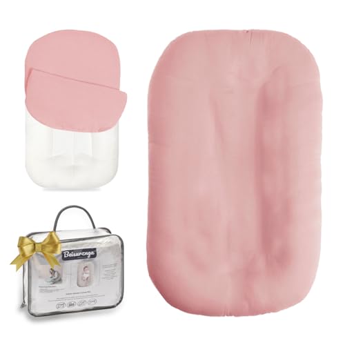 Image of Infant Support Cushion - Baby Support Cushion for Newborn, 0-24 Months, Portable Tummy Time Mat for Home and Travel, Soft Cotton, Supervised Use, Baby Essentials Gift,Petal(1 Cushion + 1 Cover)