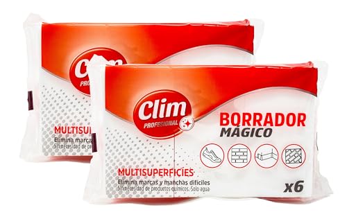 Clim Profesional 12 Esponjas Borrador Mágico | Limpia Suciedad y Manchas en Paredes, Zapatillas, Muebles, Carrocería, etc