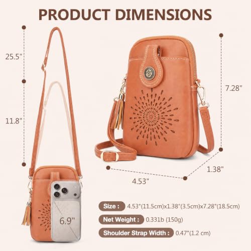 Image of APHISON Small Crossbody Bags for Women, Lightweight Vegan Leather Cell Phone Purse, Cute Purses with Tassels