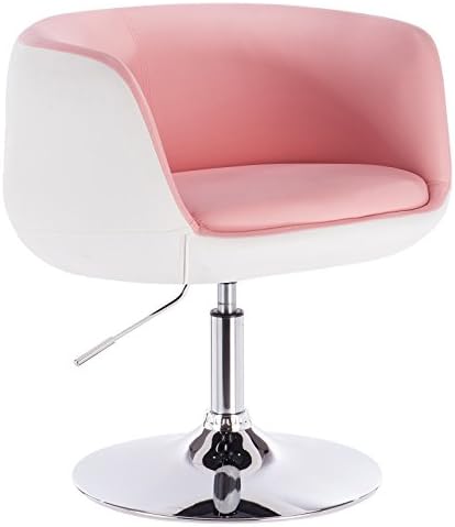 WOLTU Bar Stool Rosa+White Bar Chair Breakfast Dining Stool for Kitchen Dressing Stool Counter Stool with Back & Arms Leatherette Exterior/Adjustable Swivel Gas Lift/Steel Base