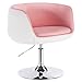 WOLTU® BH42rsw-1 1 x Barsessel Loungesessel mit Armlehne Kunstleder 2 farbig Rosa+Weiss