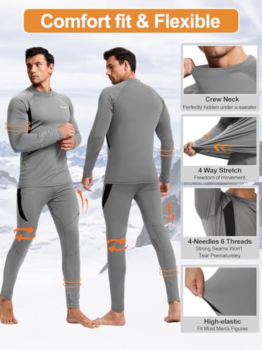 Image of romision Thermal Underwear for Men Stretch Fit, Fleece Base Layer Top & Bottom Set, Insulated Long Johns for Cold Weather Hunting