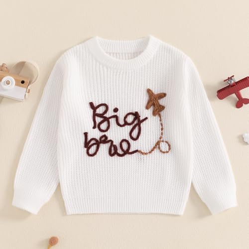 Little Boy Knit Sweater Letter Plane Embroidery Crew Neck Long Sleeve Pullover Tops for Fall Winter2