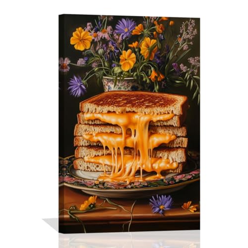 YMXDYMJSW Bread Wall Art for Kitchen Funny Sandwich Grilled Cheese