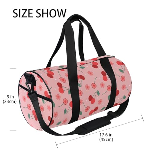 Duffel Bags Cherries Gym Bag Round Sports Bag Canvas Travel Luggage Overnight Bags for Men Women3