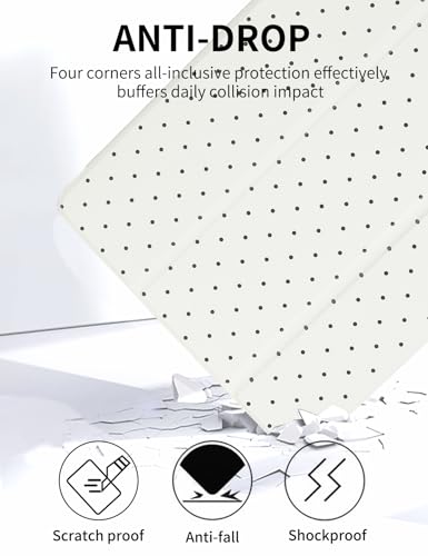 Étui pour iPad 11" 2025 et 10.9" avec porte-crayon blanc à pois