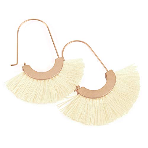 Bohemian Lightweight Silky Thread Tassel Statement Drop Earrings - Chandelier Duster, Sparkly Druzy Jewel Stone2